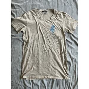 Balmain Mens Vtg Distressed T Shirt Size L Cream 100% Cotton